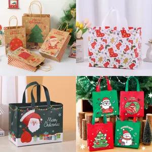 크리스마스 쇼핑백 부직포 크라프트 리유저블백 종이 가방 선물 답례품 산타 트리 포장 봉투