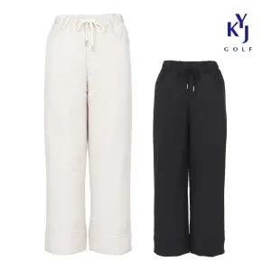 [김영주골프] 겨울 일자핏 패디드팬츠 9부 밴딩 여성 세미와이드 패딩바지 DPWLPT43