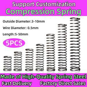 5PCS 압축 코일 스프링 리턴 강철 압력 도구 와이어 직경 0.5mm OD 3-10mm 길이 10-50mm