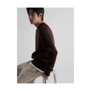 에잇세컨즈 8SECONDS 기모 솔리드 라운드 니트 브라운 425X51LY2D 545243