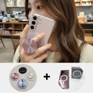 온블디 갤럭시 노트20 S26 S25 S24 S23 S22 플러스 울트라 맥세이프 투명케이스+메탈릭 그립 톡홀더 세트