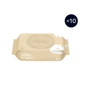 크리넥스 생분해 종이물티슈 80매 10팩 천연펄프 인기 친환경 물티슈