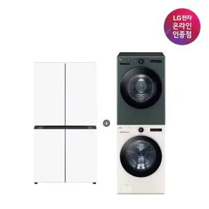 LG 디오스 오브제컬렉션 매직스페이스 냉장고 + LG 트롬 세탁기건조기 세트 (T875MHH111 + FX24ENE-GNG)