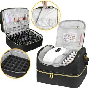 60 그리드 매니큐어 보관 가방 에센셜 오일 케이스 여행 소녀 네일 보관 상자에 대 한 휴대용 화장품 대형