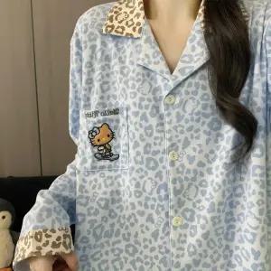 오로비아 호피잠옷 파자마 여성 잠옷 극세사 긴팔