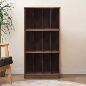 [착불 상세확인] 심우 고무나무원목 3단 LP장식장 월넛 LP수납장