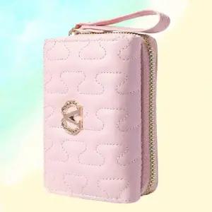 브이 버클 지퍼형 미니 여성 반지갑 카드 동전 수납