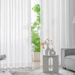 뷰하우스 스트라이프 화이트 쉬폰커튼 대형