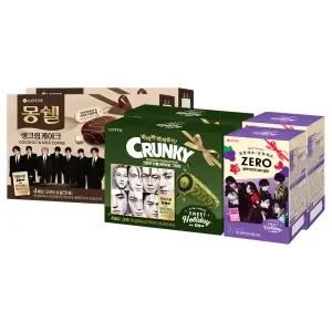 엔하이픈 X 몽쉘 코코넛n밀크커피 136gx2+더블크런치바 녹차 132gx2+제로 블랙커런트베리 젤리 154gx2