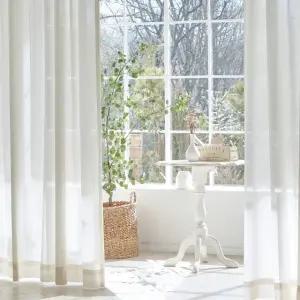 뷰하우스 소프트밀크 아일렛 쉬폰커튼 특대형+커튼봉세트