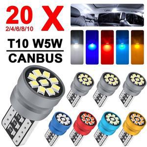 261020피스 T10 W5W LED 전구 CANBUS 자동차 인테리어 돔 도어지도 트렁크 번호판 조명 12V -9SMD 흰색 노