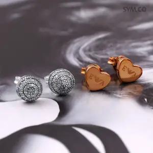 알마니 EG3327 러블리 하트 큐빅 세트 투피스 여자 실버 귀걸이 c