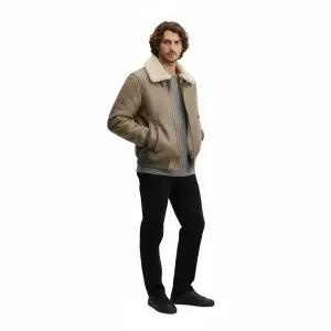 ZARA 페이크 레더 더블 페이스드 점퍼 - 카키 241539