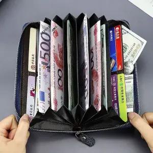 아코디언 가죽 여행 지갑 여권 카드 지폐 손목 스트랩 (WC675F1)