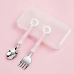 유아숟가락 도넛 수저포크 세트핑크 유아용 (WFFWPDI)