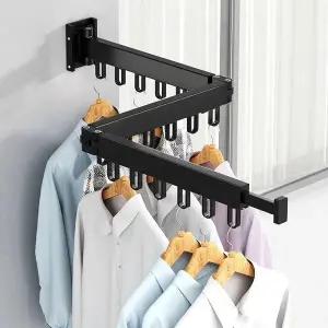 폴딩 빨래건조대 이불건조대 베란다 블랙 벽걸이 (WFFWRSA)