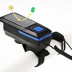 [하프클럽/]태양광 충전 자전거 벨 전조등 블루