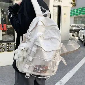 [하프클럽/]데일리 캐주얼 망사포켓 백팩 학생백팩 여행백팩