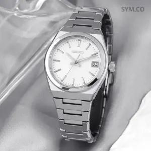 SUR573P1 사파이어 미들사이즈 실버 화이트 캐쥬얼 정장 여자 메탈 시계 c