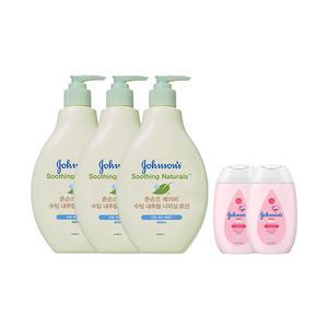존슨즈 수딩내추럴 로션 400ml, 3개 + 증정(핑크로션 100ml, 2개)