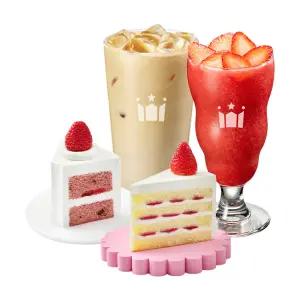 할리스 바닐라 딜라이트R +설향생딸기주스G+딸기생크림케이크+딸기쉬폰케이크