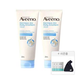 아비노 NEW 더멕사 아토 데일리 에몰리언트 바디크림, 200ml, 2개 +  증정 (코듀로이 미니백, 1개 + 캄앤리스토어 오트 젤 모이스처라이저 6ml, 3개)