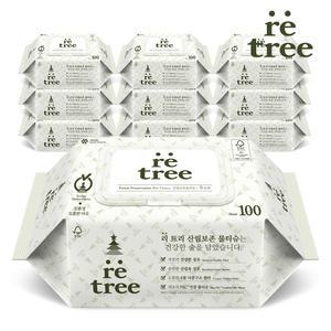 [내일도착] 리트리 4겹원단 물티슈 캡형 100매 x 10팩