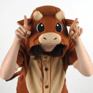 반팔 동물잠옷 소 (브라운) / 황소