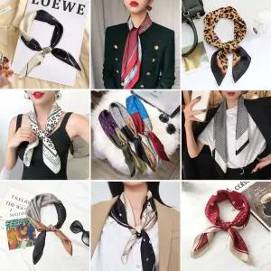 [여신클라쓰] 3+1 신상 쁘띠스카프 여성 사각 실크스카프 선물 답례품 행사 봄 여름 가을 겨울 미니 링 타이 간절기 직장 사무실 단체 선물