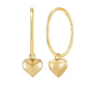 14K GOLD 통통하트 파이프링 이어링