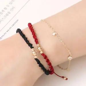 14K GOLD 헤일리 금볼 매듭 끈 여성 금 팔찌