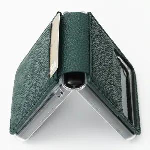 갤럭시 Z 플립4 플립3 천연 가죽 카드 수납 힌지 보호 제트 지 flip4 flip3 핸드폰 휴대폰 케이스