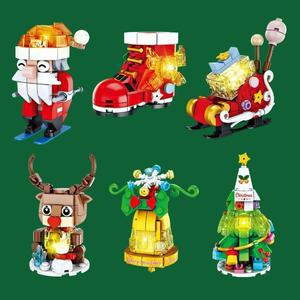 6종 LED 크리스마스 조명 장식 블럭 선물 소품 산타