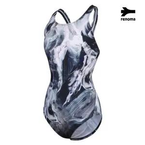 [레노마수영복]여성 실내 마블 FLEX백 원피스 수영복 블랙 RN-LS2D808-BK