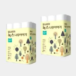 모나리자 녹스 나무이야기 데코 3겹 27m 30롤 X 2팩 화장지 휴지 두루마리_JS