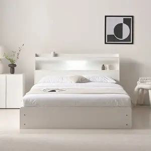 [밀키웨이]베서니 LED 수납침대 Q 크림화이트