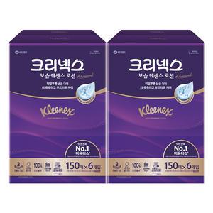 크리넥스 보습에센스 로션 천연펄프 미용티슈 3겹, 150매, 6입, 2개
