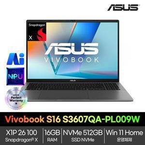 [ASUS]비보북 S3607QA-PL009W/스냅드래곤x/윈도우11 코파일럿+퀄컴/AI노트북