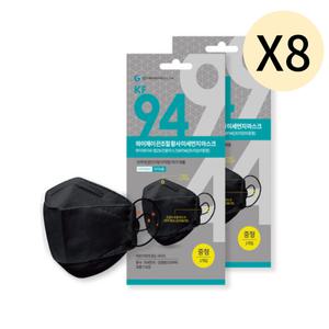 와이제이씨 끈조절 KF94 마스크 중형 블랙 30매 X 8 BNS