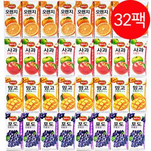 델몬트 드링크 팩음료 쥬스 주스 음료수 음료 190ml 32팩 (사과 망고 포도 오렌지)