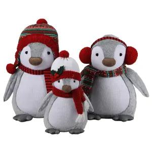 크리스마스 장식용 펭귄 인형 3종 세트