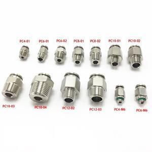 304 PC 시리즈 스테인레스 스틸 가스 파이프 퀵 커넥터 스레드 스트레이트 PC4/PC6/PC8 PC10 PC16-M5/M6/01