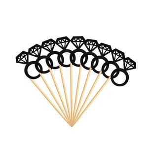 10pcs 신부 다이아몬드 반지 컵케익 토퍼 웨딩 샤워 케이크 장식 로즈 골드 파티 용품