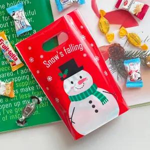 크리스마스 미니 비닐쇼핑백 50장 간식 사탕 구디백 생일선물 봉투 손잡이 투명 봉투