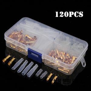 120 개/몫 3.5mm 황동 총알 커넥터 플러그 압착 여성 스페이드 터미널 투명 절연 슬리브 커버 보호 와이어