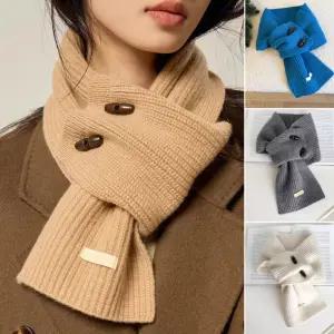 라일프 여성 겨울 버튼 크로스 니트 넥워머 머플러 목도리