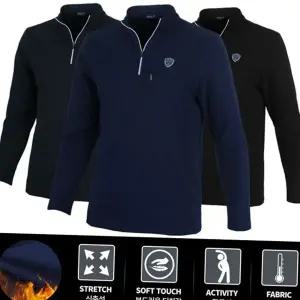 기모 스트레치 티셔츠 캐주얼 스판 반집업 남성 기모 티셔츠 동계 아웃도어 스탠드넥 고퀄리티 솔리드