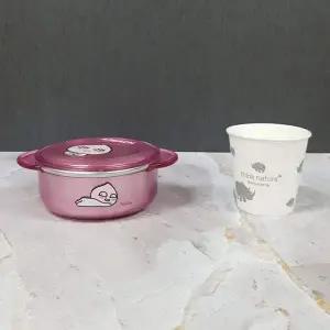 [골드스마일]논슬립 안전 손잡이 투명 스테인리스 대접 뚜껑 포함 식기