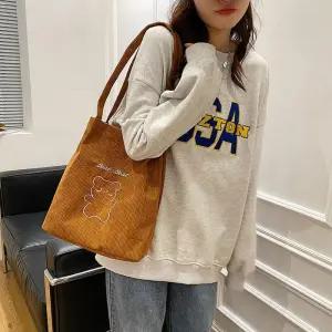 [라일리] Rly 베어프린팅 러블리 데일리 캔버스백 하이틴 캐주얼