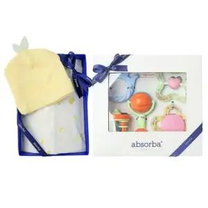 [갤러리아] (압소바출산,백일옷,신생아바디슈트세트)모니뱀부바디슈트+5종딸랑이(A11-10622SET)